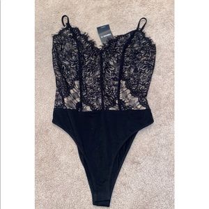 New w Tags Forever 21 Black Lace Bodysuit Size M